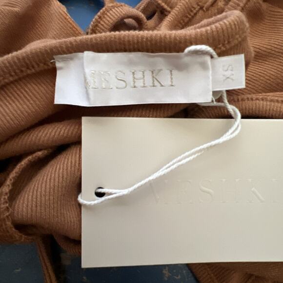 Meshki XS Janet Long Sleeve Cutout Top Ribbed Crop Tie Back Keyhole Y2K New S9 - Picture 5 of 5